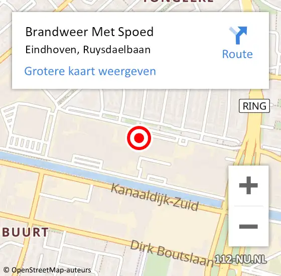 Locatie op kaart van de 112 melding: Brandweer Met Spoed Naar Eindhoven, Ruysdaelbaan op 30 november 2023 09:14