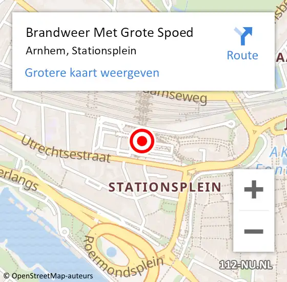 Locatie op kaart van de 112 melding: Brandweer Met Grote Spoed Naar Arnhem, Stationsplein op 30 november 2023 09:37