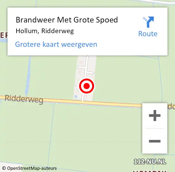 Locatie op kaart van de 112 melding: Brandweer Met Grote Spoed Naar Hollum, Ridderweg op 30 november 2023 09:38