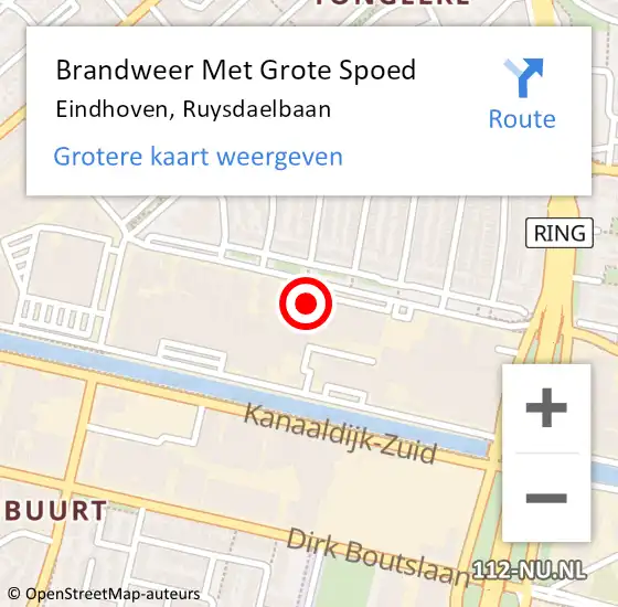 Locatie op kaart van de 112 melding: Brandweer Met Grote Spoed Naar Eindhoven, Ruysdaelbaan op 30 november 2023 09:41