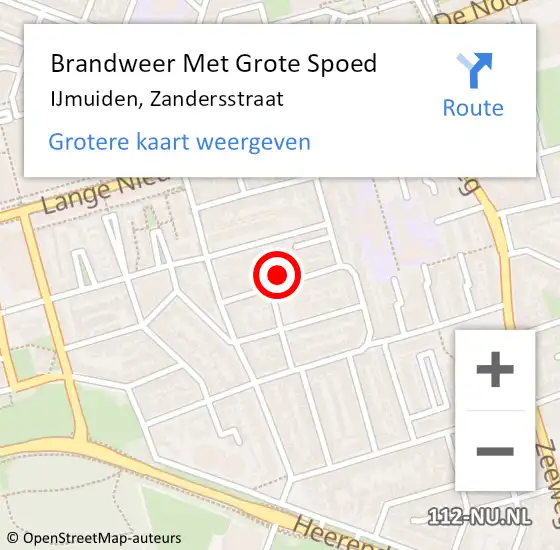 Locatie op kaart van de 112 melding: Brandweer Met Grote Spoed Naar IJmuiden, Zandersstraat op 30 november 2023 09:51