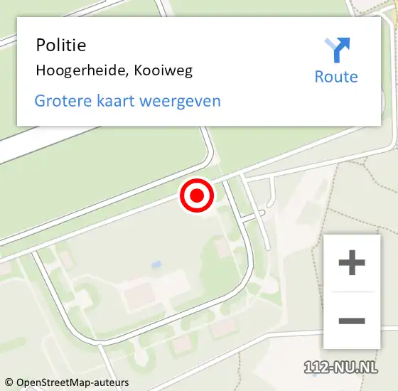 Locatie op kaart van de 112 melding: Politie Hoogerheide, Kooiweg op 30 november 2023 09:51