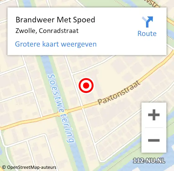 Locatie op kaart van de 112 melding: Brandweer Met Spoed Naar Zwolle, Conradstraat op 30 november 2023 09:52