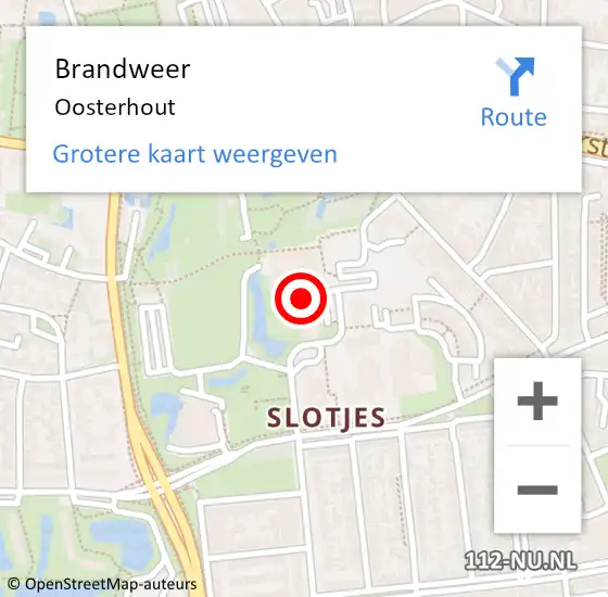 Locatie op kaart van de 112 melding: Brandweer Oosterhout op 16 september 2014 22:51
