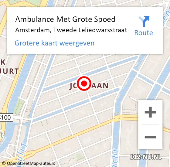 Locatie op kaart van de 112 melding: Ambulance Met Grote Spoed Naar Amsterdam, Tweede Leliedwarsstraat op 30 november 2023 10:57