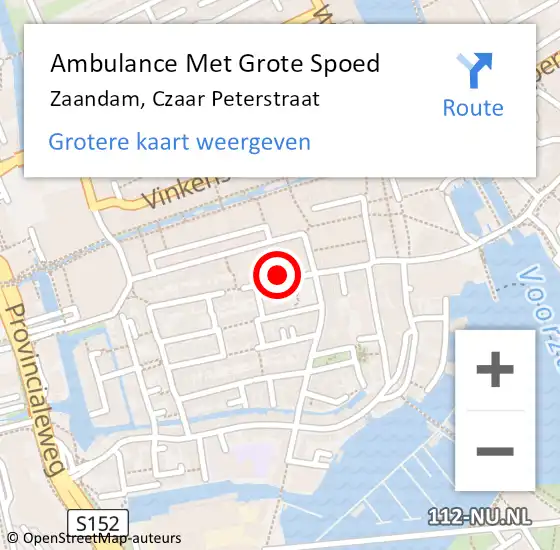 Locatie op kaart van de 112 melding: Ambulance Met Grote Spoed Naar Zaandam, Czaar Peterstraat op 30 november 2023 11:12