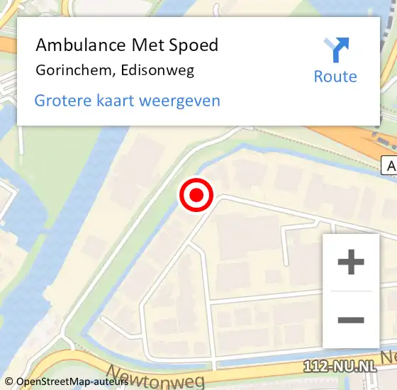 Locatie op kaart van de 112 melding: Ambulance Met Spoed Naar Gorinchem, Edisonweg op 30 november 2023 11:15