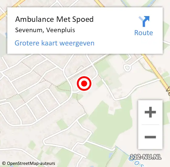 Locatie op kaart van de 112 melding: Ambulance Met Spoed Naar Sevenum, Veenpluis op 16 september 2014 22:59