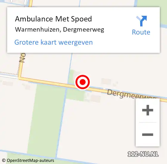 Locatie op kaart van de 112 melding: Ambulance Met Spoed Naar Warmenhuizen, Dergmeerweg op 30 november 2023 11:38