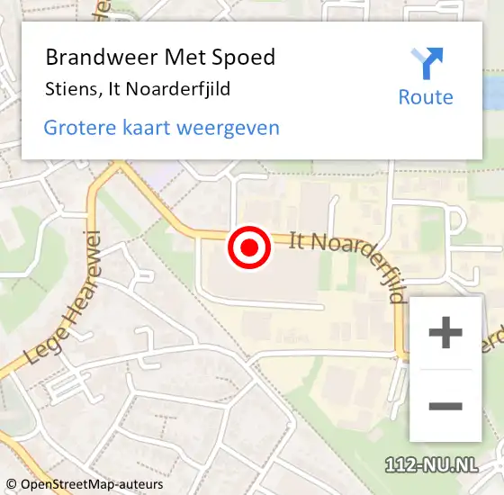 Locatie op kaart van de 112 melding: Brandweer Met Spoed Naar Stiens, It Noarderfjild op 30 november 2023 11:39