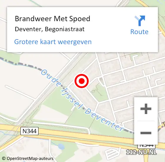 Locatie op kaart van de 112 melding: Brandweer Met Spoed Naar Deventer, Begoniastraat op 30 november 2023 11:46