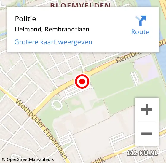 Locatie op kaart van de 112 melding: Politie Helmond, Rembrandtlaan op 30 november 2023 11:51