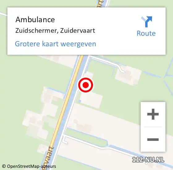 Locatie op kaart van de 112 melding: Ambulance Zuidschermer, Zuidervaart op 30 november 2023 11:52