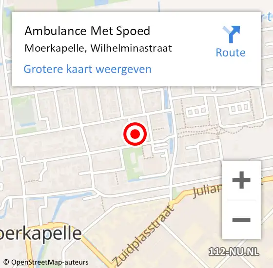 Locatie op kaart van de 112 melding: Ambulance Met Spoed Naar Moerkapelle, Wilhelminastraat op 30 november 2023 11:58