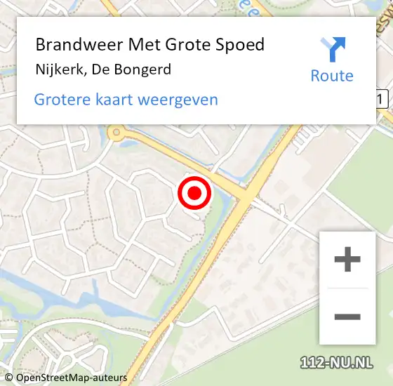 Locatie op kaart van de 112 melding: Brandweer Met Grote Spoed Naar Nijkerk, De Bongerd op 30 november 2023 12:06