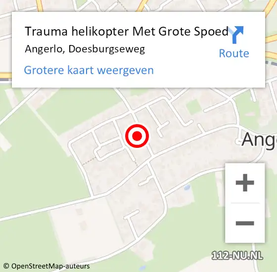 Locatie op kaart van de 112 melding: Trauma helikopter Met Grote Spoed Naar Angerlo, Doesburgseweg op 30 november 2023 12:18