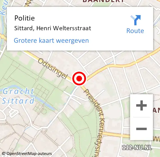 Locatie op kaart van de 112 melding: Politie Sittard, Henri Weltersstraat op 30 november 2023 12:18