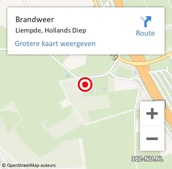 Locatie op kaart van de 112 melding: Brandweer Liempde, Hollands Diep op 30 november 2023 12:27