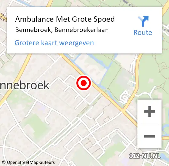 Locatie op kaart van de 112 melding: Ambulance Met Grote Spoed Naar Bennebroek, Bennebroekerlaan op 30 november 2023 12:31