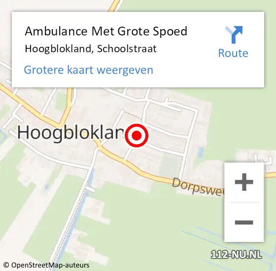 Locatie op kaart van de 112 melding: Ambulance Met Grote Spoed Naar Hoogblokland, Schoolstraat op 30 november 2023 12:35