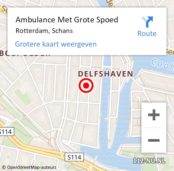 Locatie op kaart van de 112 melding: Ambulance Met Grote Spoed Naar Rotterdam, Schans op 30 november 2023 12:44