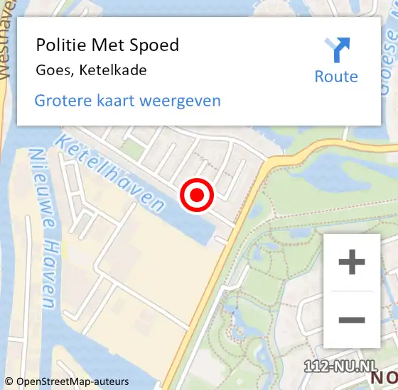 Locatie op kaart van de 112 melding: Politie Met Spoed Naar Goes, Ketelkade op 30 november 2023 12:45