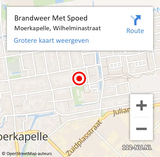 Locatie op kaart van de 112 melding: Brandweer Met Spoed Naar Moerkapelle, Wilhelminastraat op 30 november 2023 12:49