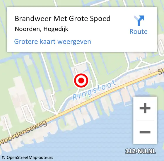 Locatie op kaart van de 112 melding: Brandweer Met Grote Spoed Naar Noorden, Hogedijk op 16 september 2014 23:22