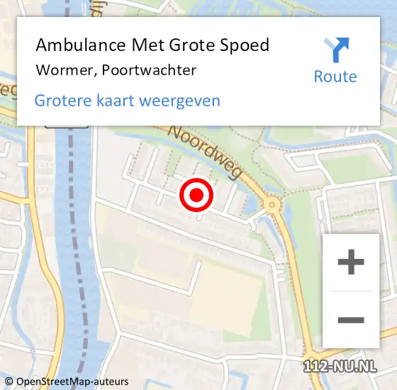 Locatie op kaart van de 112 melding: Ambulance Met Grote Spoed Naar Wormer, Poortwachter op 30 november 2023 13:09