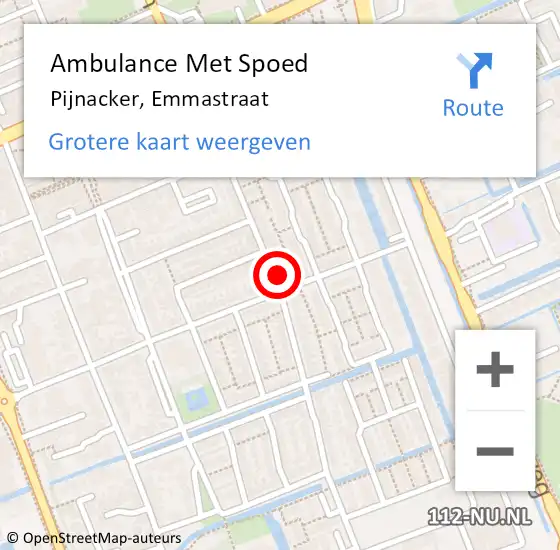 Locatie op kaart van de 112 melding: Ambulance Met Spoed Naar Pijnacker, Emmastraat op 30 november 2023 13:14