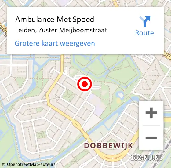 Locatie op kaart van de 112 melding: Ambulance Met Spoed Naar Leiden, Zuster Meijboomstraat op 30 november 2023 13:23