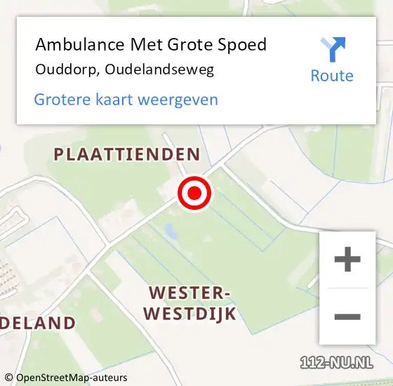 Locatie op kaart van de 112 melding: Ambulance Met Grote Spoed Naar Ouddorp, Oudelandseweg op 30 november 2023 13:31