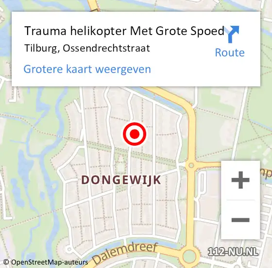 Locatie op kaart van de 112 melding: Trauma helikopter Met Grote Spoed Naar Tilburg, Ossendrechtstraat op 30 november 2023 13:34