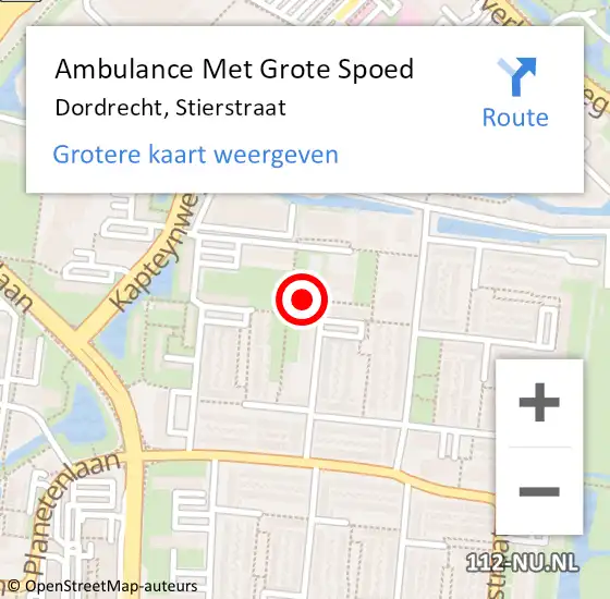 Locatie op kaart van de 112 melding: Ambulance Met Grote Spoed Naar Dordrecht, Stierstraat op 30 november 2023 13:51