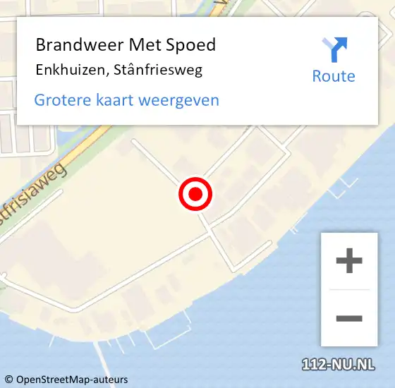 Locatie op kaart van de 112 melding: Brandweer Met Spoed Naar Enkhuizen, Stânfriesweg op 30 november 2023 13:59