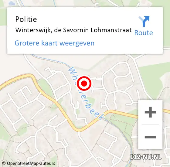 Locatie op kaart van de 112 melding: Politie Winterswijk, de Savornin Lohmanstraat op 30 november 2023 14:10