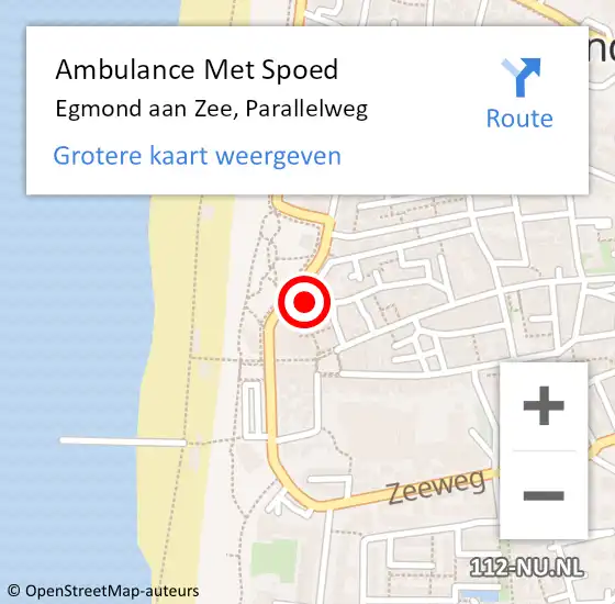 Locatie op kaart van de 112 melding: Ambulance Met Spoed Naar Egmond aan Zee, Parallelweg op 16 september 2014 23:44