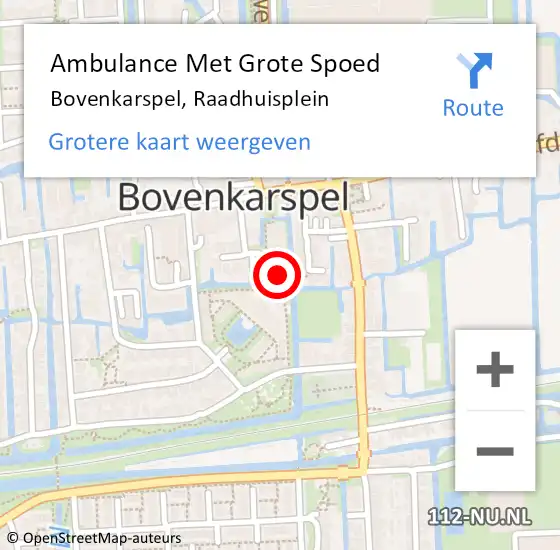 Locatie op kaart van de 112 melding: Ambulance Met Grote Spoed Naar Bovenkarspel, Raadhuisplein op 30 november 2023 14:16