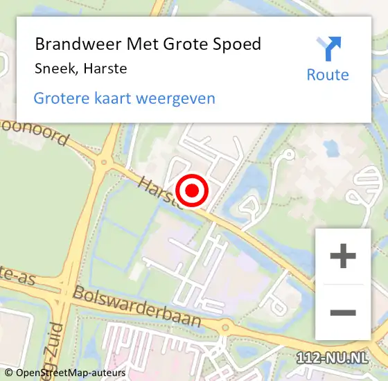 Locatie op kaart van de 112 melding: Brandweer Met Grote Spoed Naar Sneek, Harste op 30 november 2023 14:21