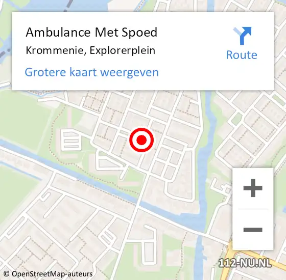 Locatie op kaart van de 112 melding: Ambulance Met Spoed Naar Krommenie, Explorerplein op 30 november 2023 14:25