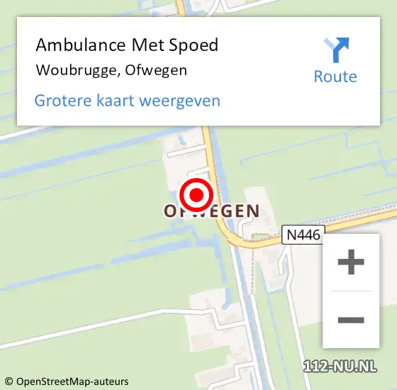 Locatie op kaart van de 112 melding: Ambulance Met Spoed Naar Woubrugge, Ofwegen op 30 november 2023 14:25