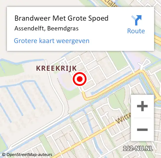 Locatie op kaart van de 112 melding: Brandweer Met Grote Spoed Naar Assendelft, Beemdgras op 30 november 2023 14:27