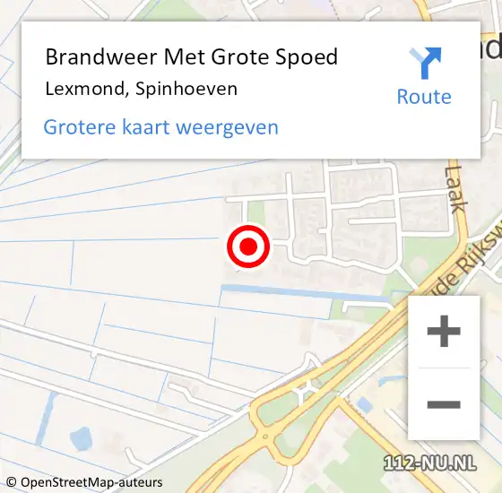 Locatie op kaart van de 112 melding: Brandweer Met Grote Spoed Naar Lexmond, Spinhoeven op 30 november 2023 14:28