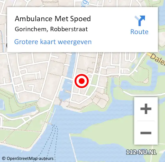 Locatie op kaart van de 112 melding: Ambulance Met Spoed Naar Gorinchem, Robberstraat op 30 november 2023 14:29