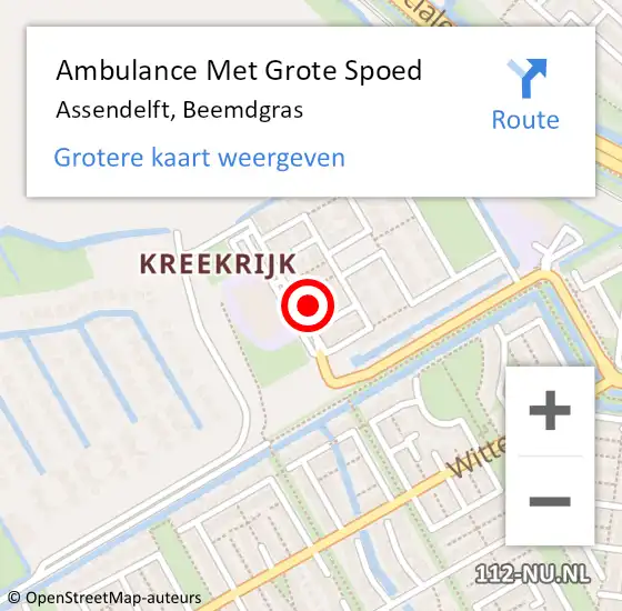 Locatie op kaart van de 112 melding: Ambulance Met Grote Spoed Naar Assendelft, Beemdgras op 30 november 2023 14:30