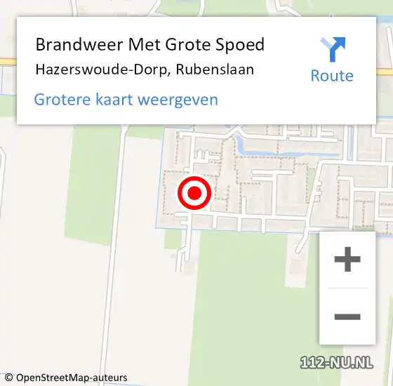 Locatie op kaart van de 112 melding: Brandweer Met Grote Spoed Naar Hazerswoude-Dorp, Rubenslaan op 30 november 2023 14:30