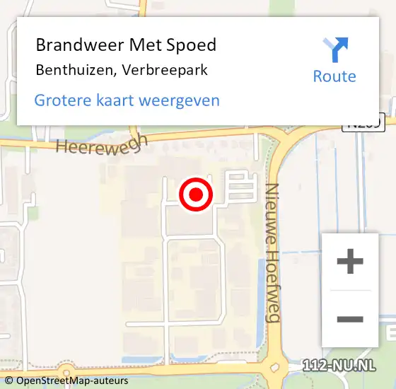 Locatie op kaart van de 112 melding: Brandweer Met Spoed Naar Benthuizen, Verbreepark op 16 september 2014 23:47