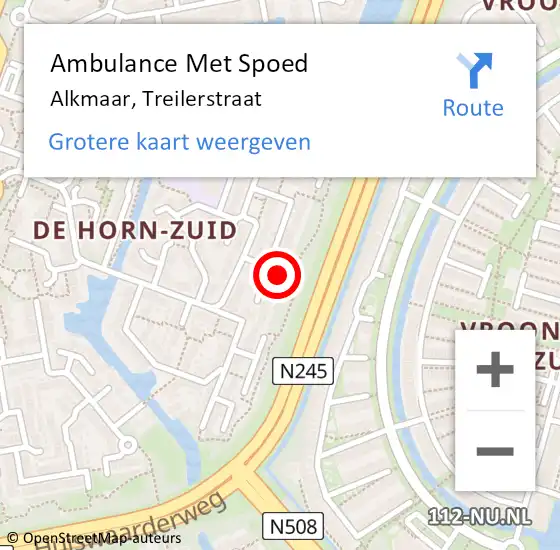 Locatie op kaart van de 112 melding: Ambulance Met Spoed Naar Alkmaar, Treilerstraat op 30 november 2023 14:54