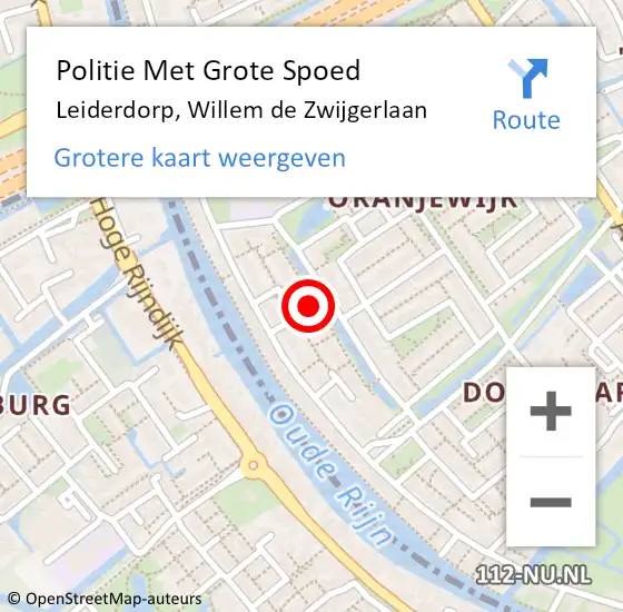 Locatie op kaart van de 112 melding: Politie Met Grote Spoed Naar Leiderdorp, Willem de Zwijgerlaan op 30 november 2023 15:01