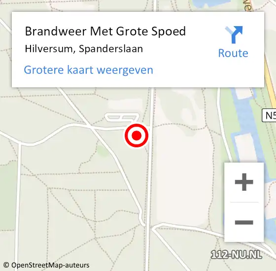 Locatie op kaart van de 112 melding: Brandweer Met Grote Spoed Naar Hilversum, Spanderslaan op 30 november 2023 15:03